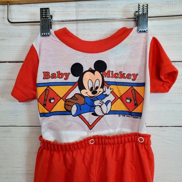 Vintage Waly Disney Co. Mickey Mouse 1984 Snap Pajamas Toddler Size 9M US Made - Picture 2 of 11